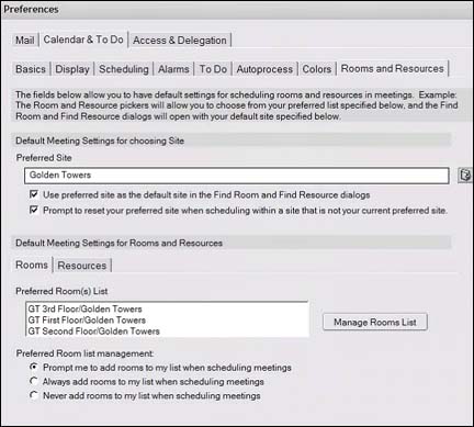 Preferences Ի Calendar & To Do ǩµ Rooms and Resources ǩ