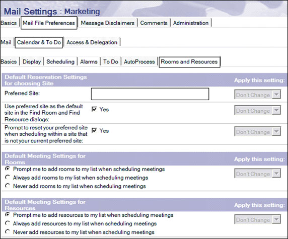 Mail File Preferences - Calendar & To Do - Rooms and Resources Ӹǩ