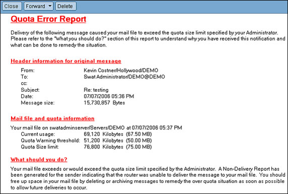 ѡ Non deliver to originator ѡʱ Quota Error Report ʾ